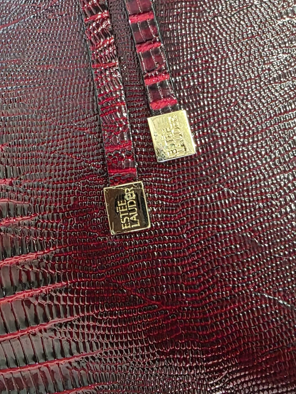 Vintage Purse Computer Bag Estée Lauder Faux Crocodile Cosmetic Case